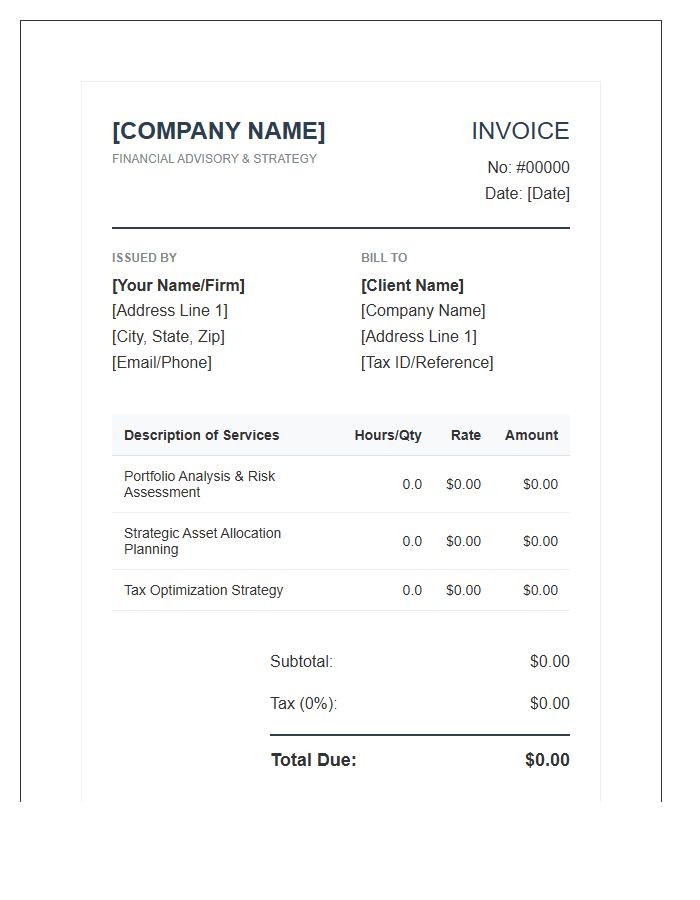 Professional Financial Strategy Invoice Template