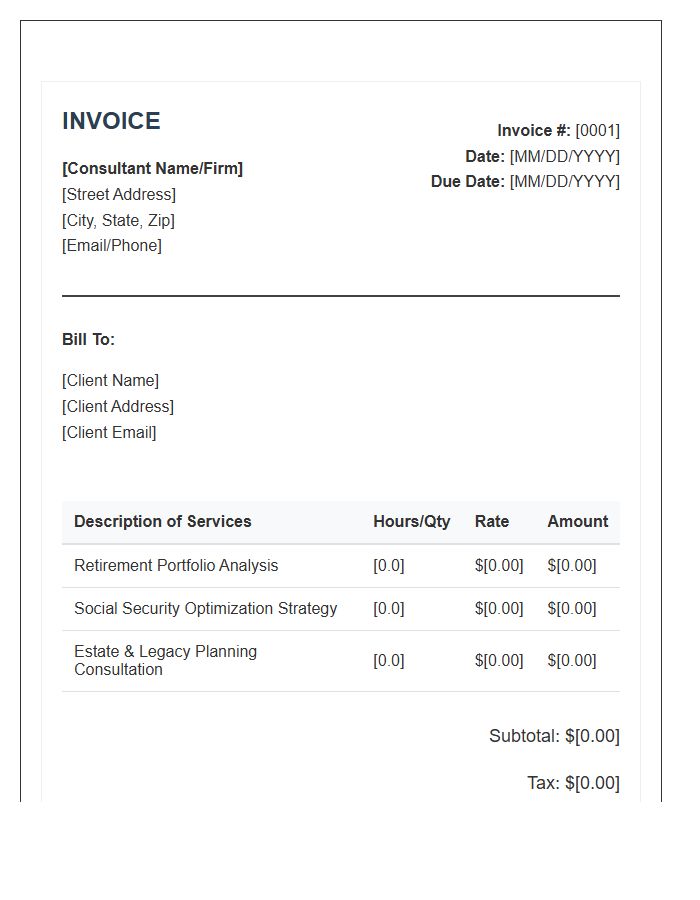 Retirement Planning Consulting Invoice Template