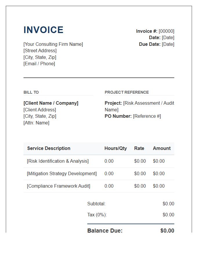 Risk Management Consulting Invoice Template