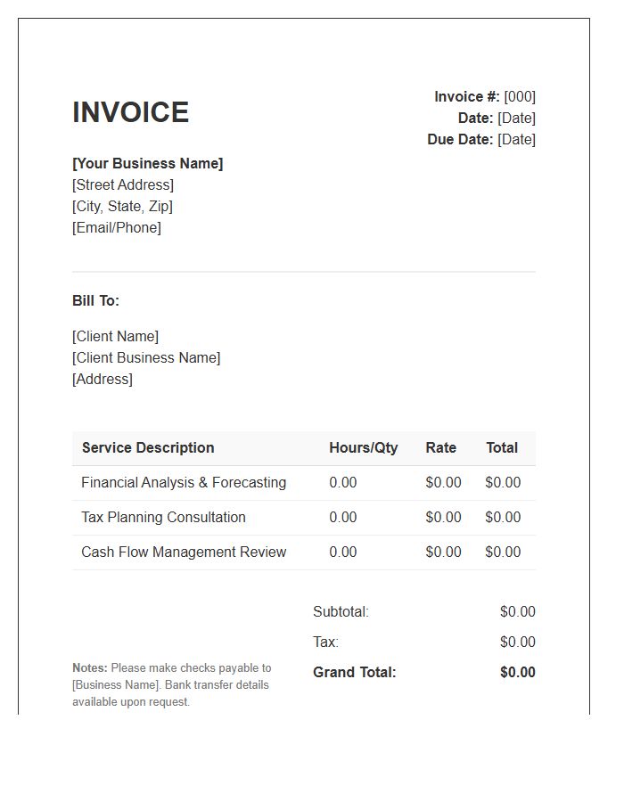 Small Business Financial Planning Invoice Template