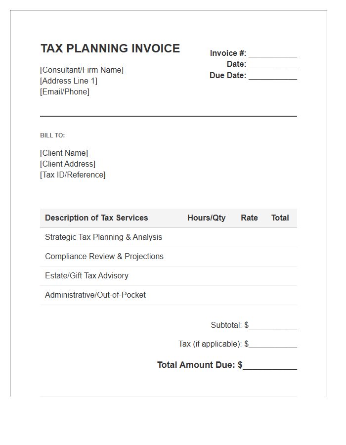 Tax Planning Consulting Invoice Template