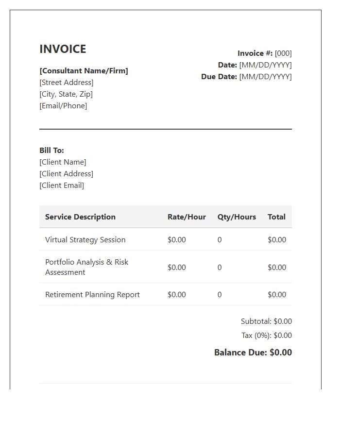 Virtual Financial Planning Consulting Invoice Template