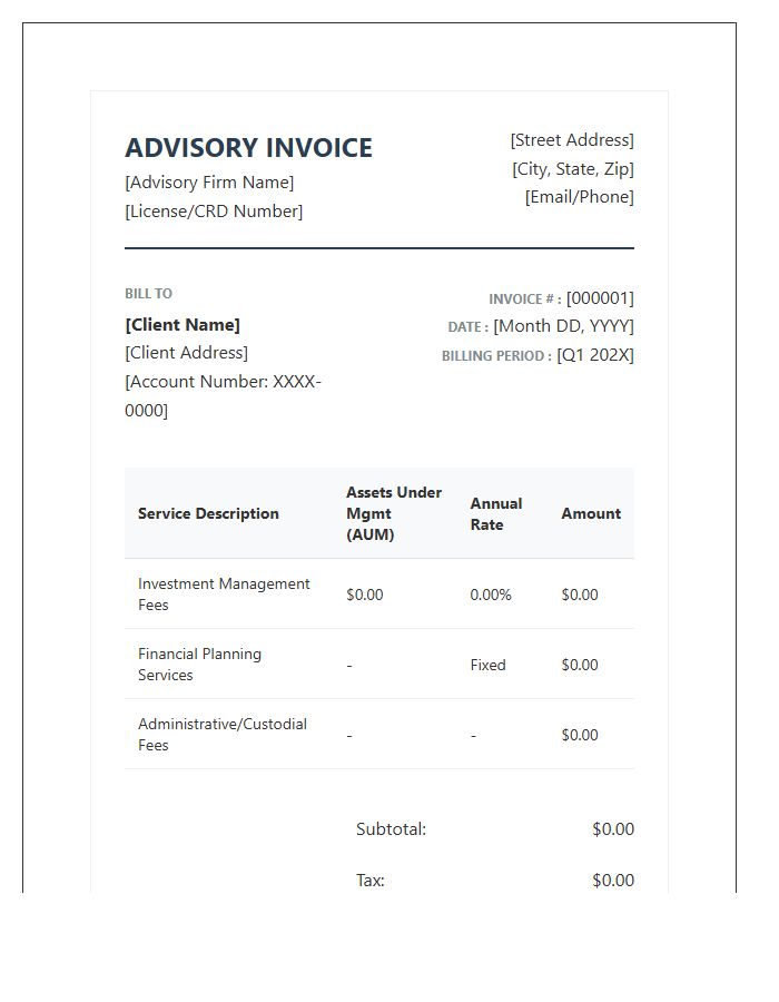 Wealth Management Advisory Invoice Template