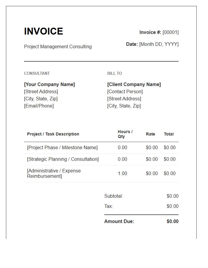 Business Project Management Consulting Invoice Template