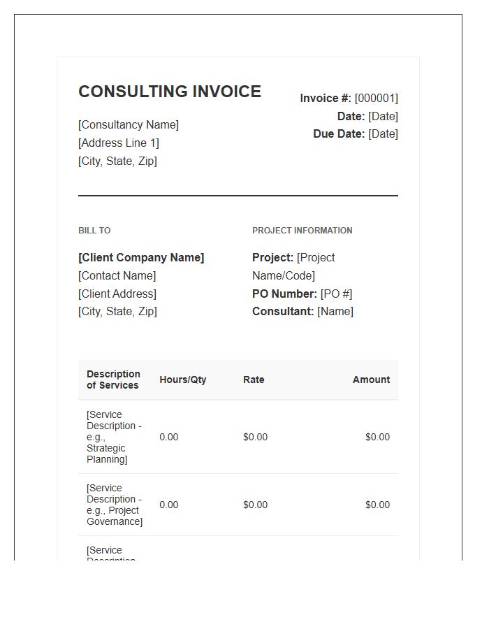 Corporate Project Management Consulting Invoice Template