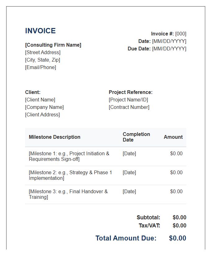 Milestone Project Management Consulting Invoice Template
