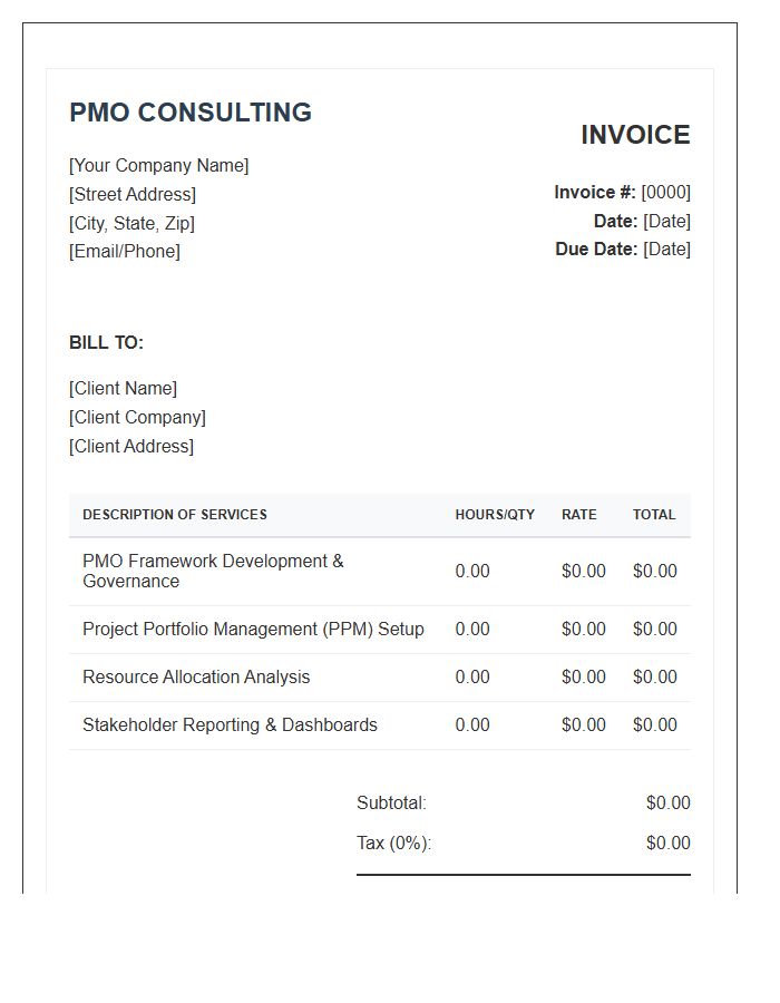 Project Management Office Consulting Invoice Template
