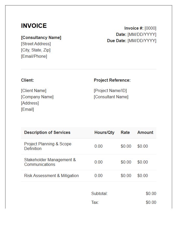 Small Business Project Management Consulting Invoice Template