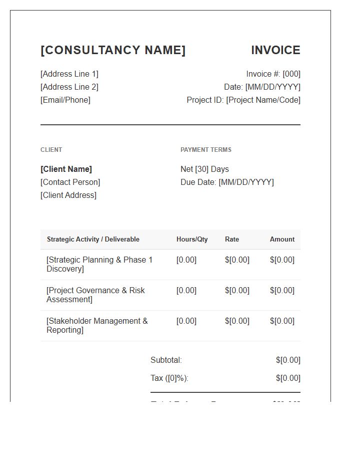Strategic Project Management Consulting Invoice Template