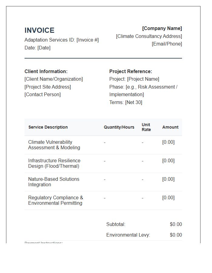 Climate Change Adaptation Invoice Template