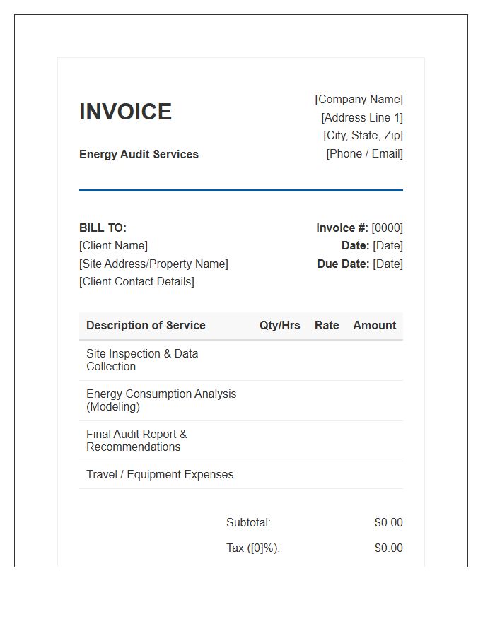 Energy Auditing Services Invoice Template