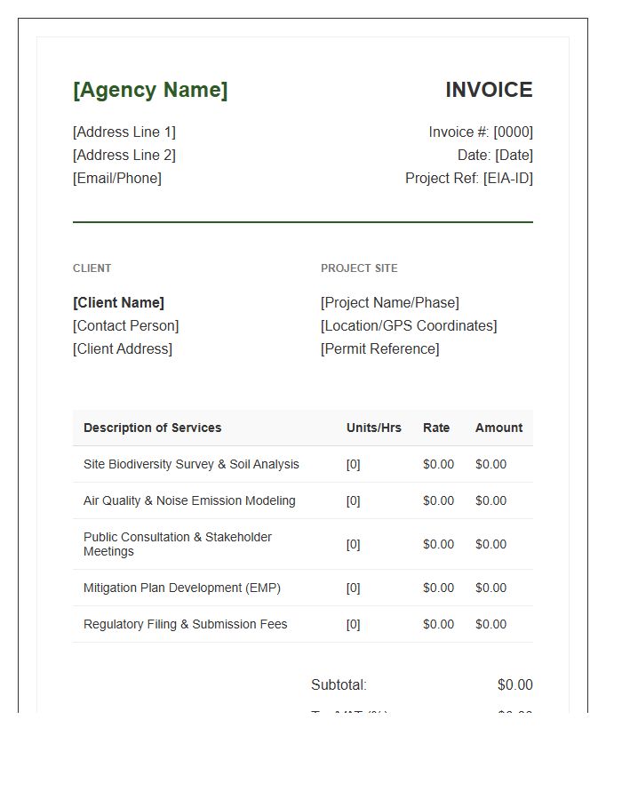 Environmental Impact Assessment Invoice Template