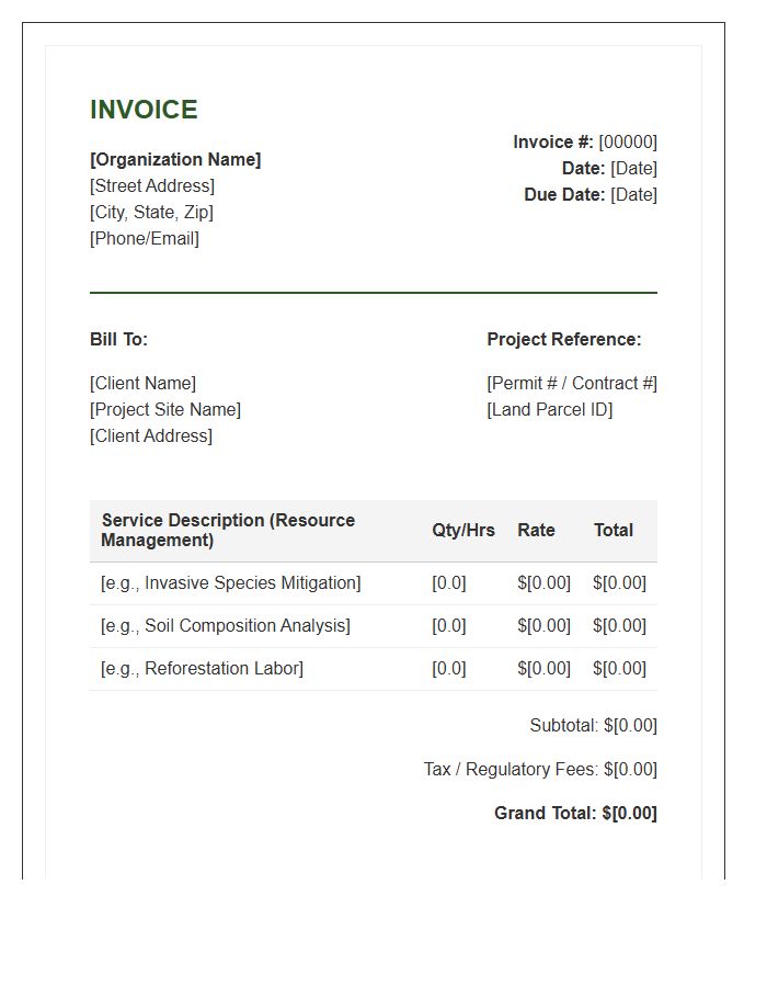 Natural Resource Management Invoice Template