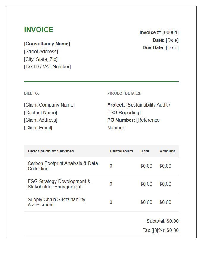 Sustainability Consulting Services Invoice Template
