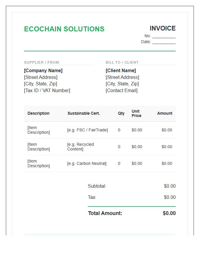 Sustainable Supply Chain Invoice Template