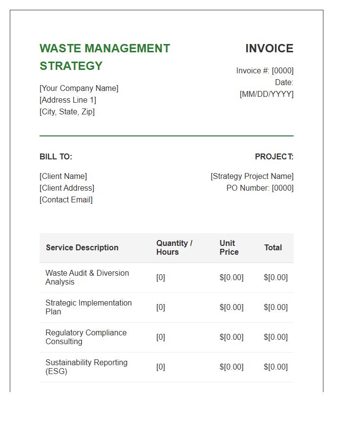 Waste Management Strategy Invoice Template