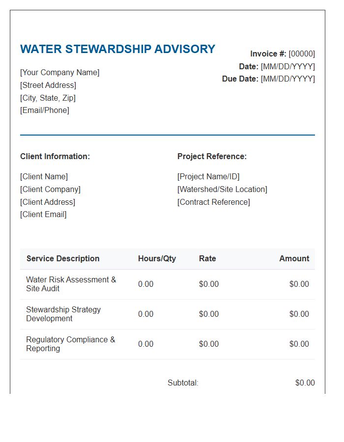 Water Stewardship Advisory Invoice Template