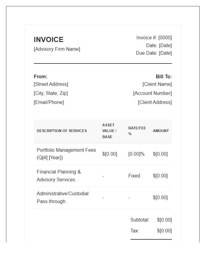 Asset Management Advisory Invoice Template
