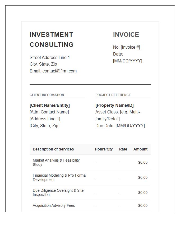 Commercial Property Investment Consulting Invoice Template