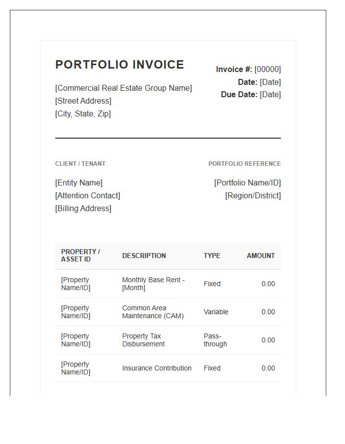 Commercial Real Estate Portfolio Invoice Template