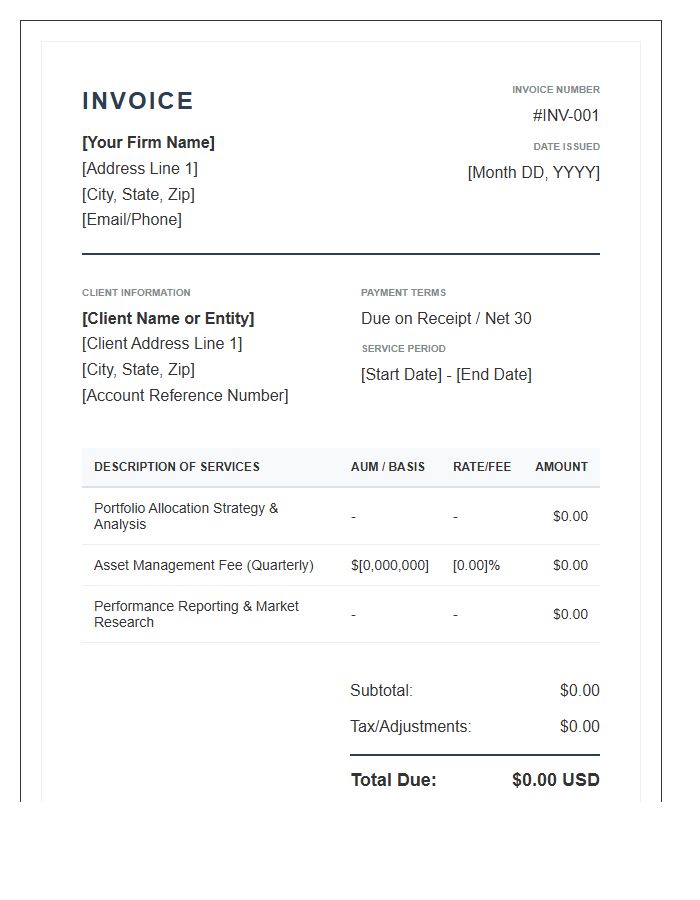 Investment Strategy Professional Invoice Template