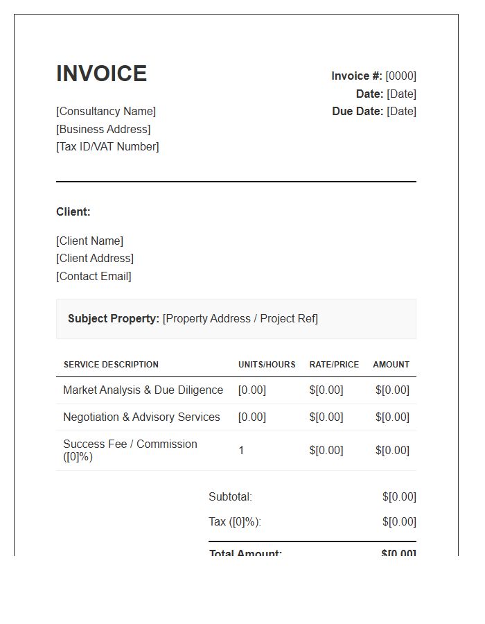 Property Acquisition Consulting Invoice Template