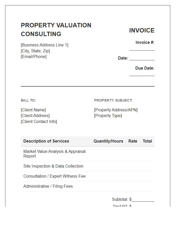 Property Valuation Consulting Invoice Template