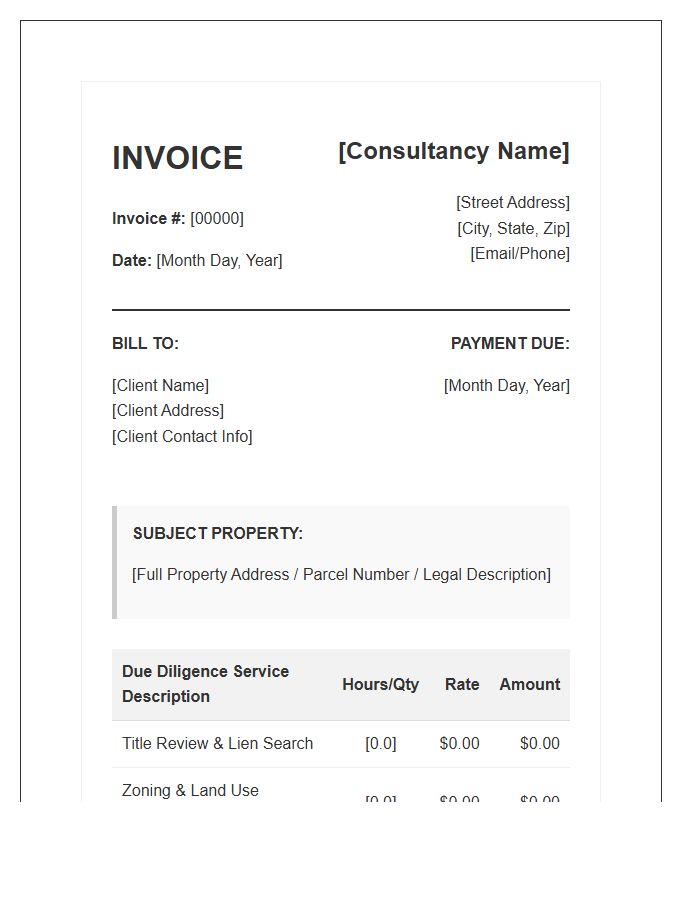 Real Estate Due Diligence Invoice Template