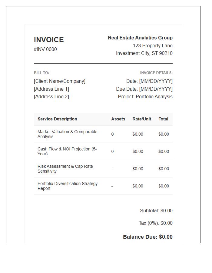 Real Estate Portfolio Analysis Invoice Template