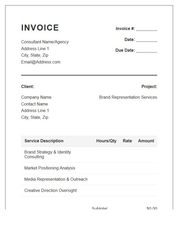 Brand Representation Consulting Invoice Template