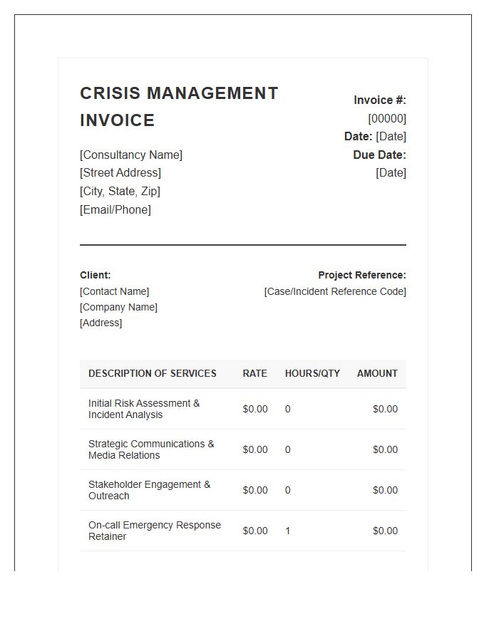 Crisis Management Consulting Invoice Template