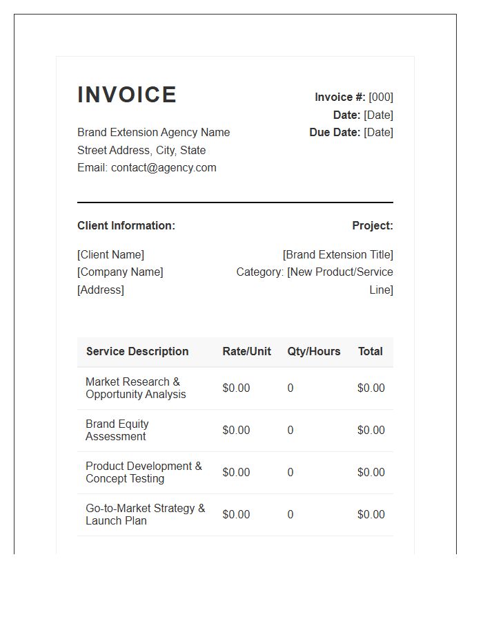 Brand Extension Strategy Invoice Template