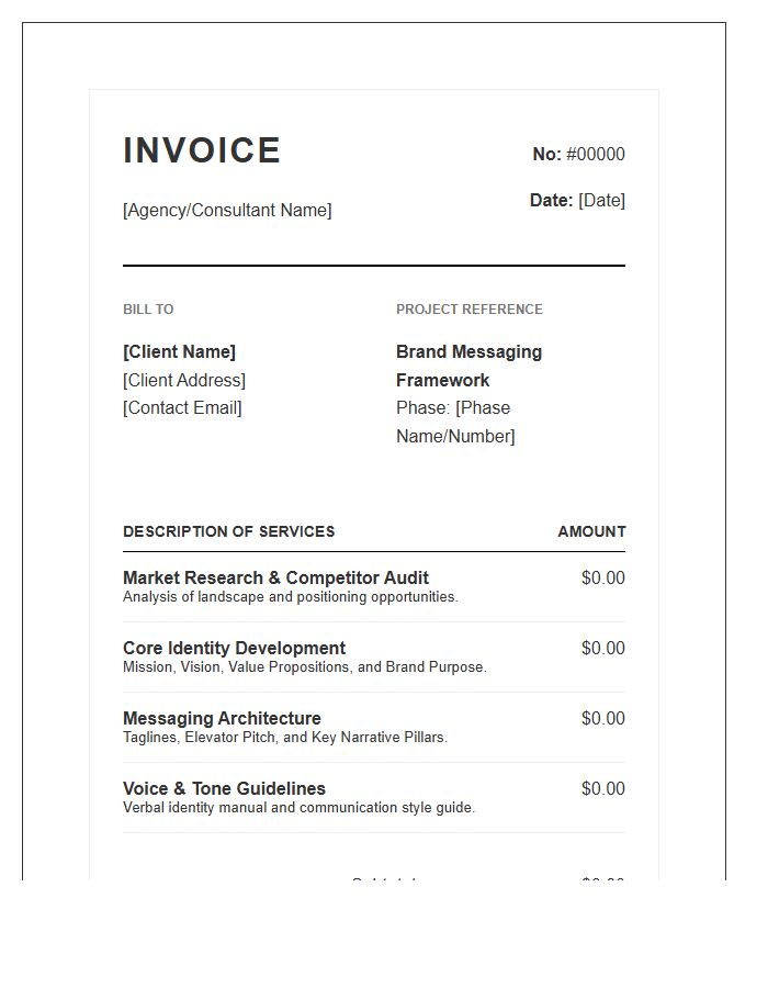 Brand Messaging Framework Invoice Template