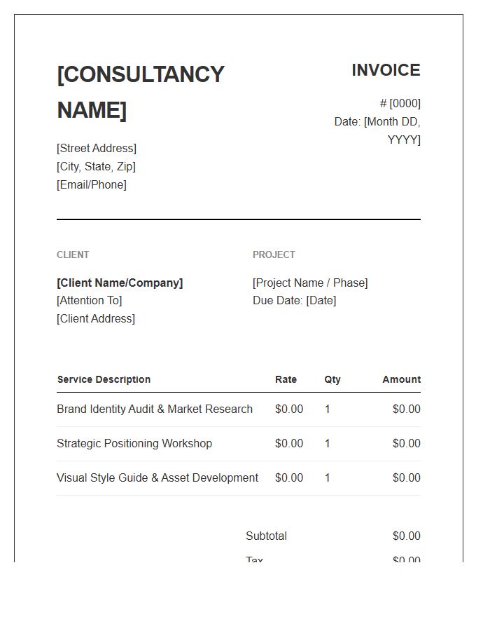 Brand Strategy Consulting Invoice Template