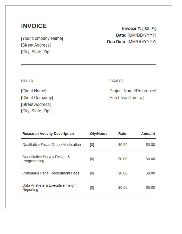 Consumer Insight Research Invoice Template