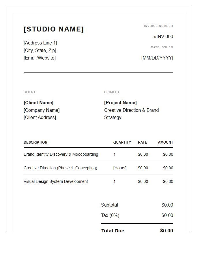 Creative Brand Direction Invoice Template