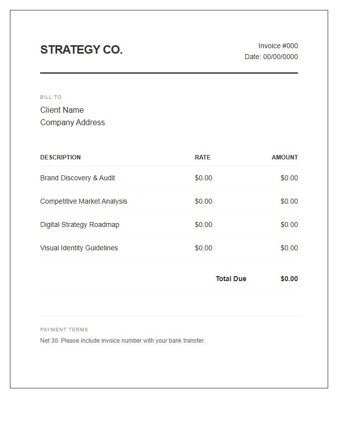 Digital Brand Strategy Invoice Template