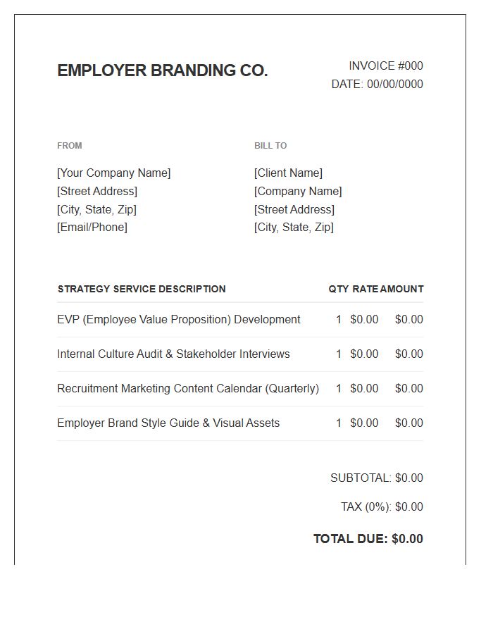 Employer Branding Strategy Invoice Template