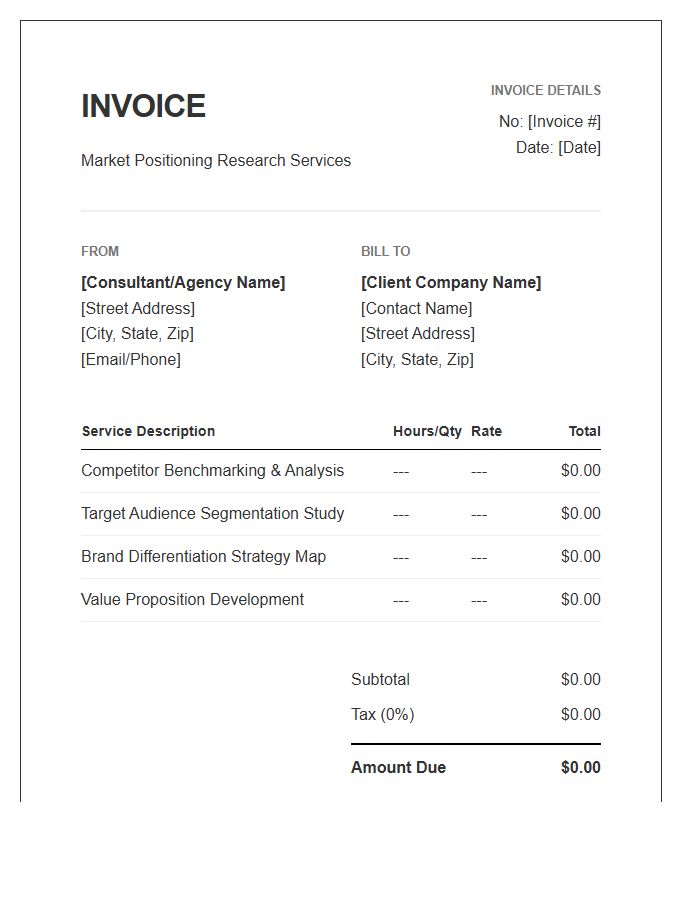 Market Positioning Research Invoice Template