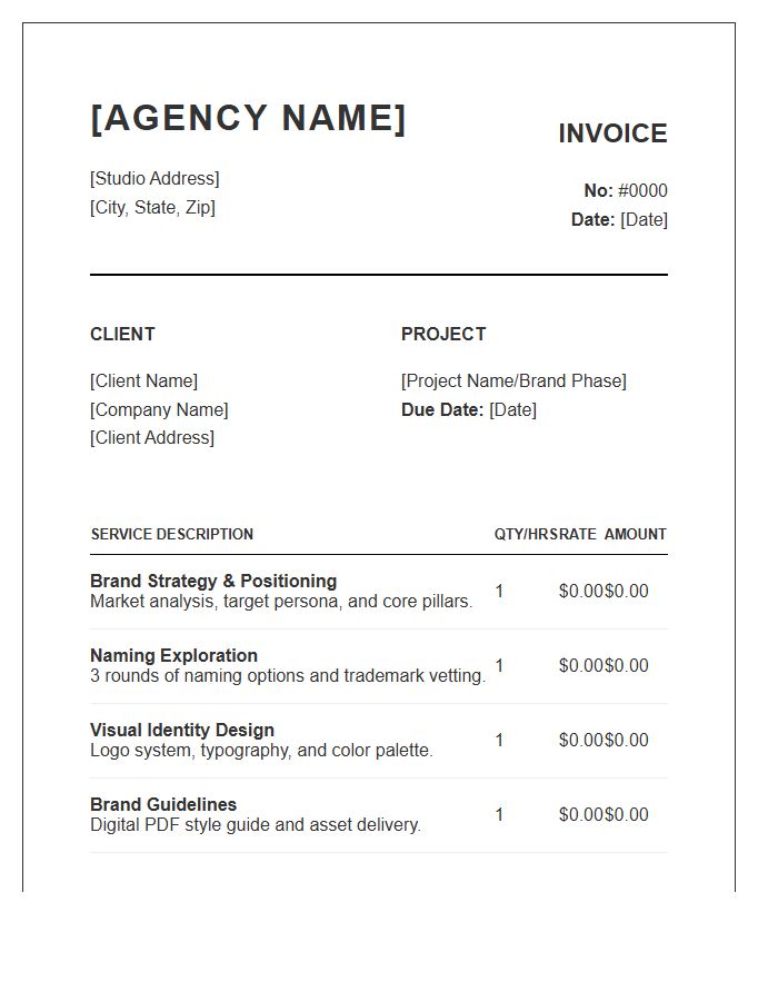 Naming And Branding Invoice Template