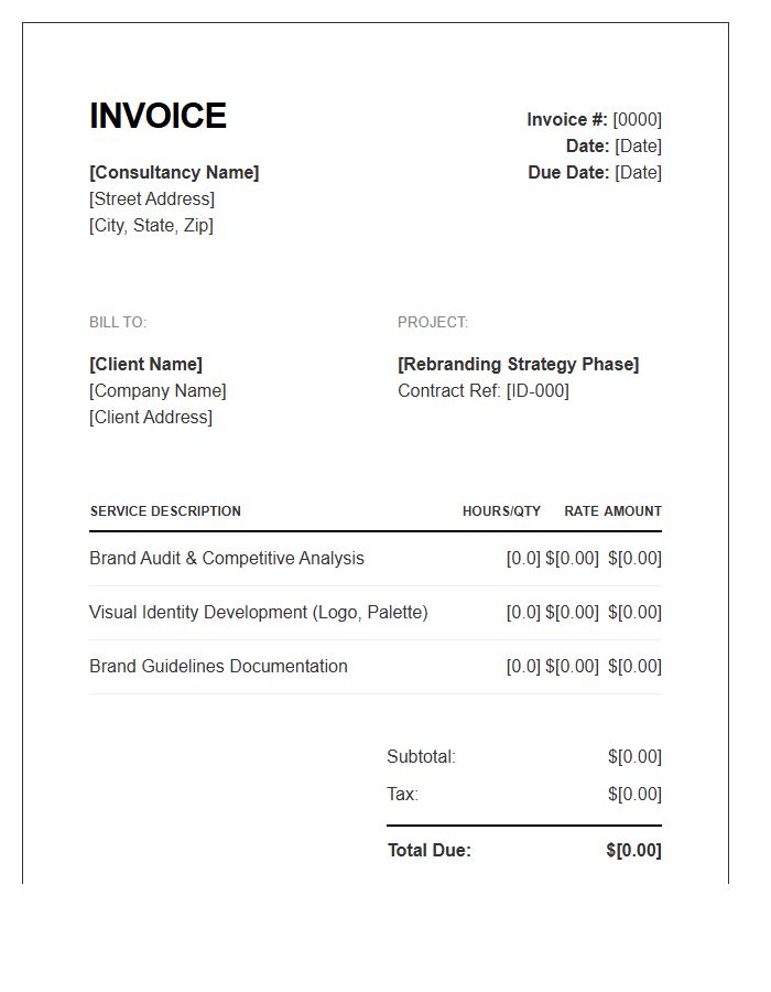 Rebranding Consultation Services Invoice Template