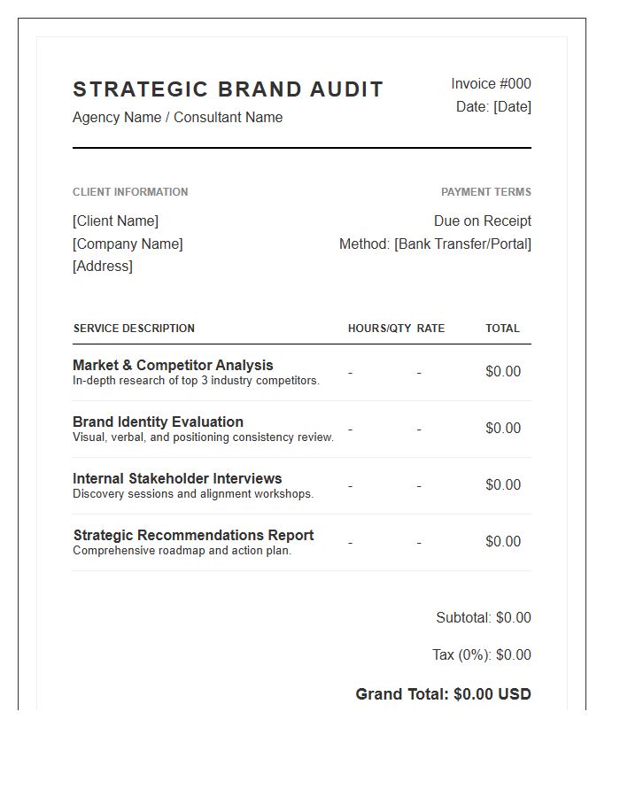 Strategic Brand Audit Invoice Template