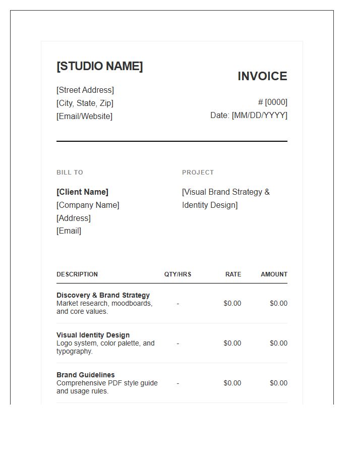 Visual Brand Strategy Invoice Template