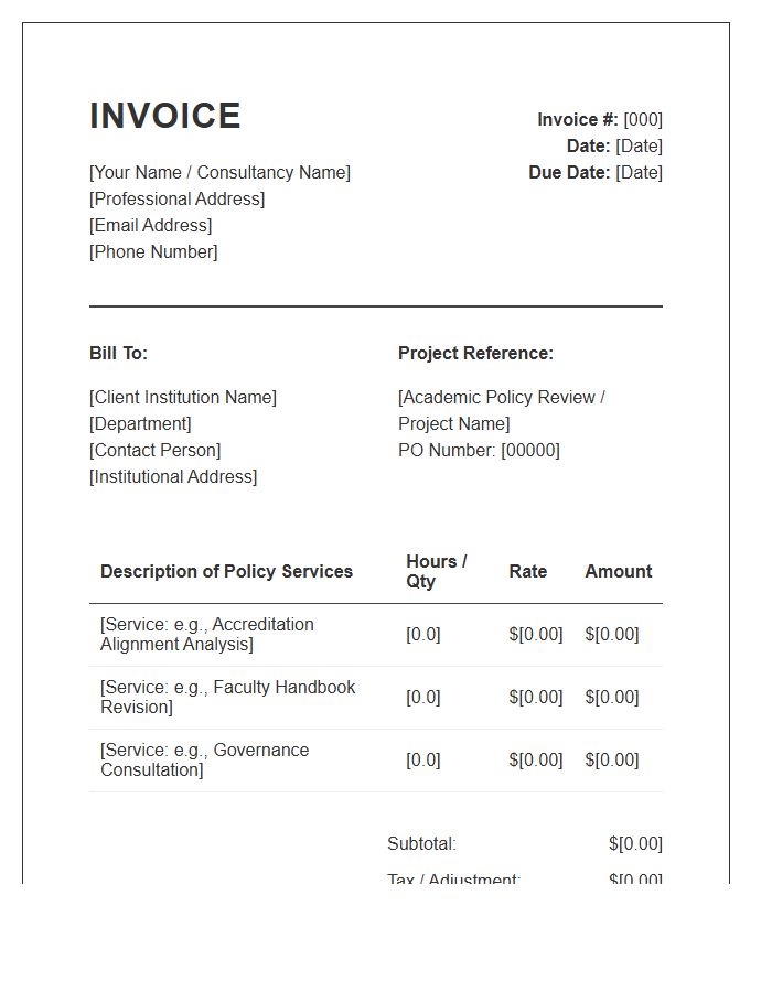 Academic Policy Advisor Invoice Template