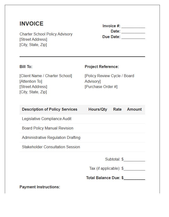 Charter School Policy Advisory Invoice Template
