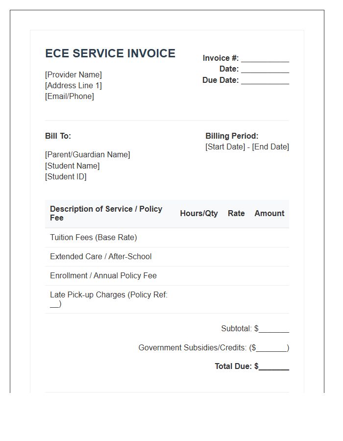 Early Childhood Education Policy Invoice Template
