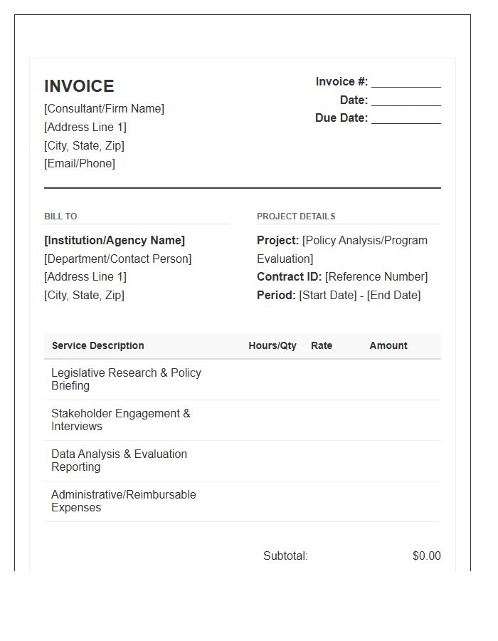 Education Policy Consulting Invoice Template