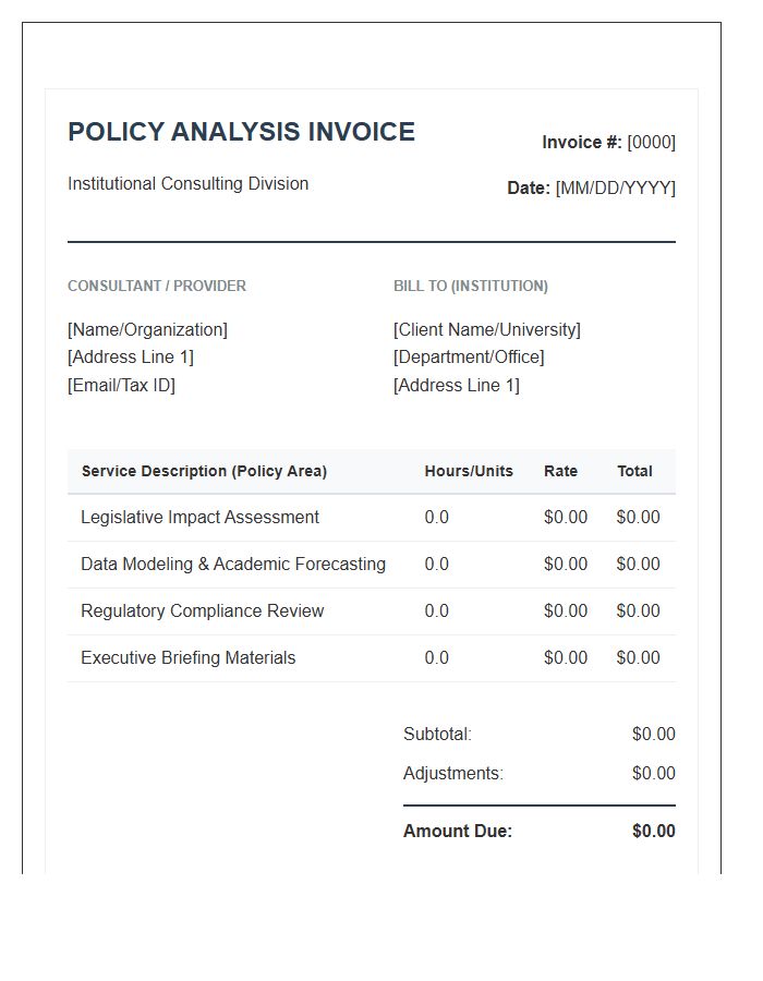 Higher Education Policy Analysis Invoice Template