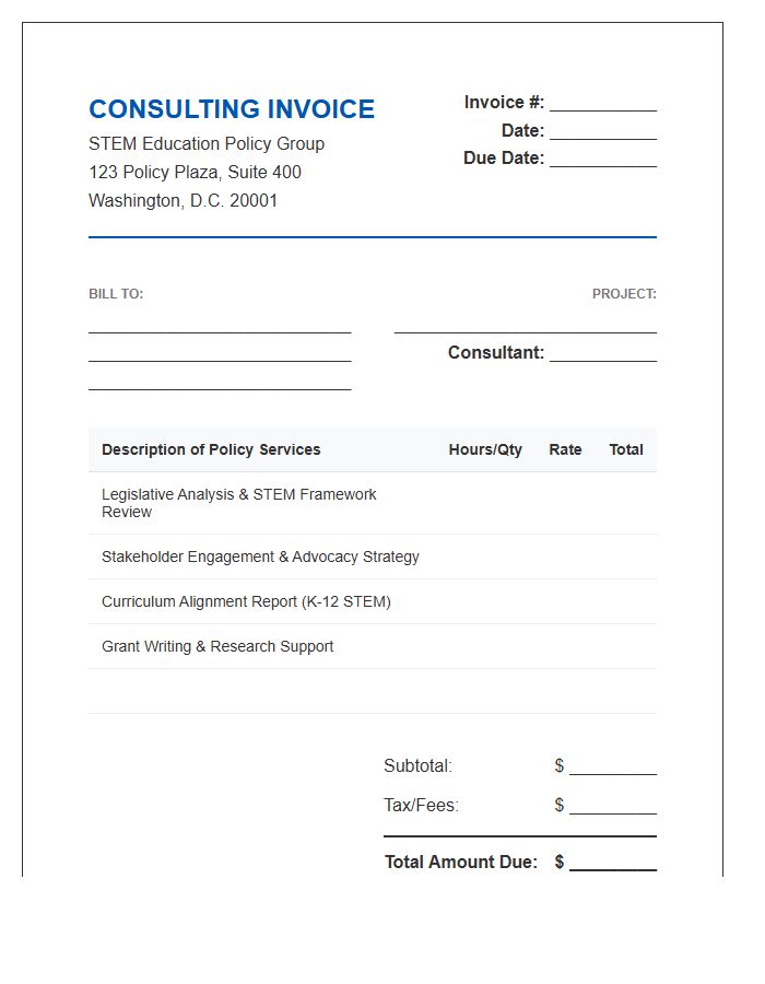 STEM Education Policy Consulting Invoice Template