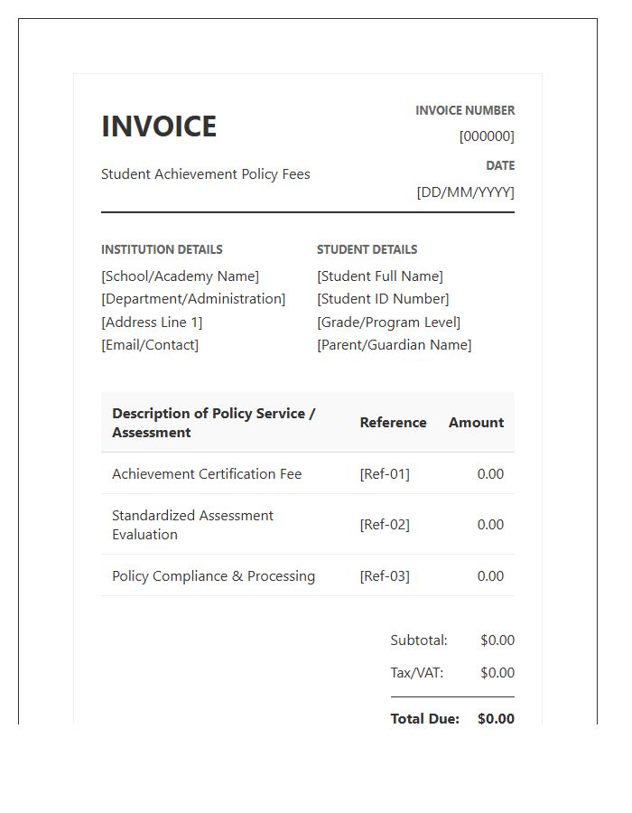 Student Achievement Policy Invoice Template